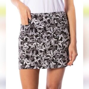 Golftini Women Fearless Skort Size Large Black Silver Print Butterfly Pickleball
